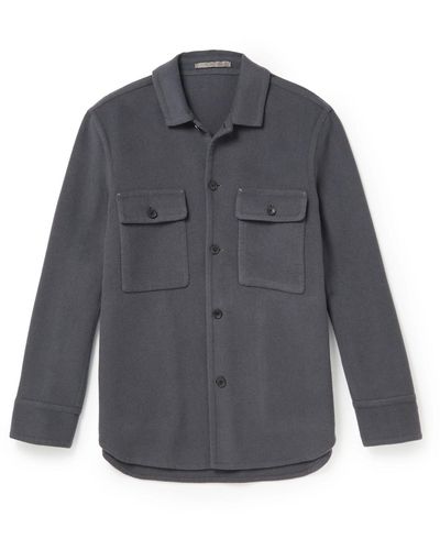 MR P. Double-faced Splitable Cashmere And Virgin Wool-blend Overshirt - Gray
