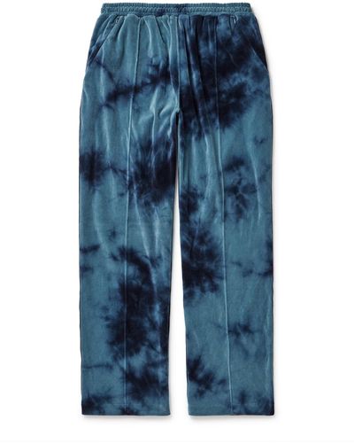 Blue Blue Japan Kagozome Straight-leg Tie-dyed Cotton-blend Velour Track Pants - Blue
