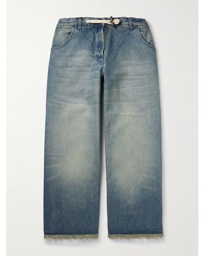 Moncler Genius Palm Angels weit geschnittene Jeans mit Fransen - Blau