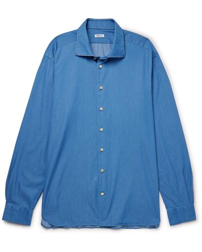Kiton Cotton-chambray Shirt - Blue