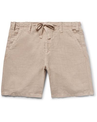 Hartford Slim-fit Linen-chambray Drawstring Shorts - Natural