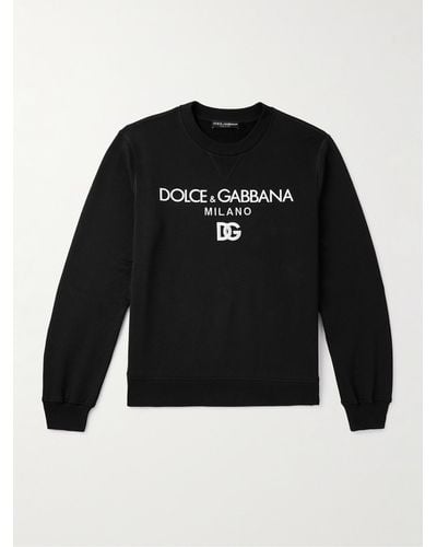 Dolce & Gabbana Logo-print Embroidered Cotton-jersey Sweatshirt - Black
