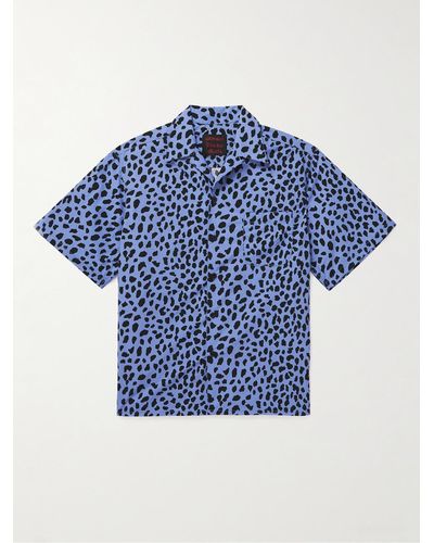 Wacko Maria Gramicci Convertible-collar Leopard-print Nylon Shirt - Blue