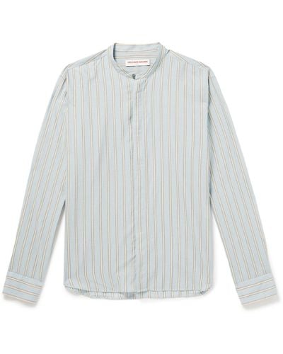 Orlebar Brown Dekker Grandad-collar Striped Cotton Shirt - White