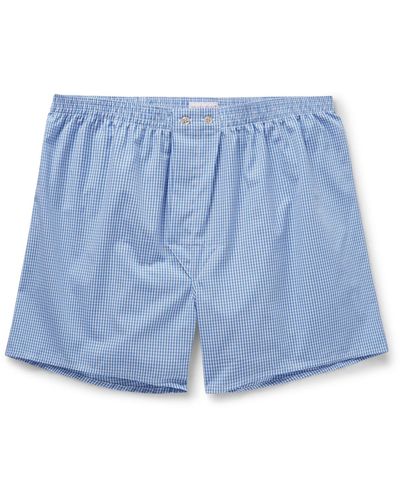 Derek Rose Gingham Cotton Boxer Shorts - Blue