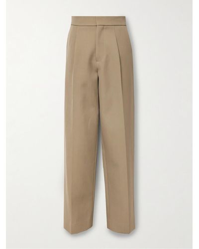 Fear Of God Straight-leg Pleated Wool And Cotton-blend Twill Trousers - Natural