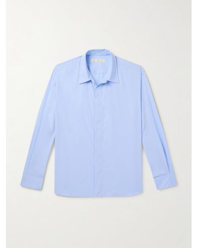 Umit Benan Hemd aus Baumwollpopeline - Blau