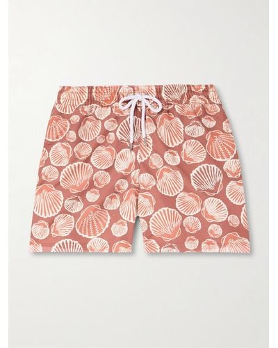 Frescobol Carioca Straight-leg Mid-length Printed Recycled Swim Shorts - Pink