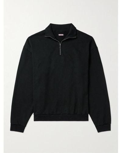 Kapital Sweatshirt aus Baumwoll-Jersey mit Print und kurzem Reißverschluss - Schwarz