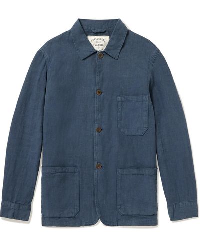 Portuguese Flannel Labura Slim-fit Linen Jacket - Blue