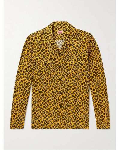 KENZO Hana Camp-collar Floral-print Crepe Shirt - Yellow
