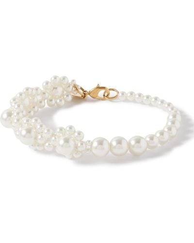 Simone Rocha Daisy Gold-tone Faux Pearl Bracelet - White