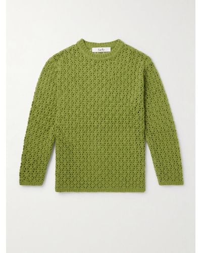 Séfr Aki Open-knit Cashmere Jumper - Green