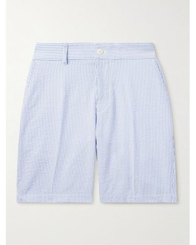 Save Khaki Straight-leg Striped Cotton-seersucker Shorts - Blue