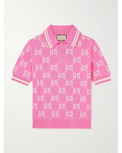 Gucci Poloshirt Mit GG Baumwoll-Intarsie - Pink
