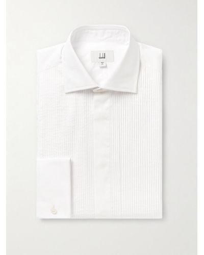 Dunhill Spread-collar Bib-front Pintucked Cotton Tuxedo Shirt - White