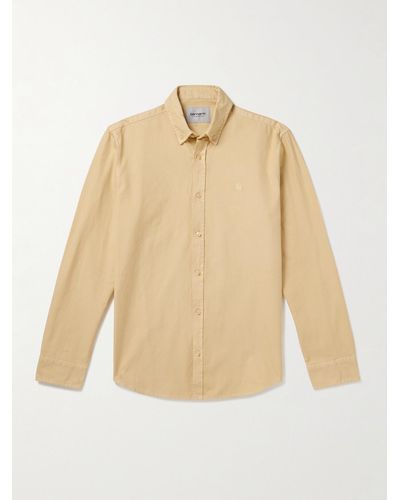 Carhartt Bolton Button-down Collar Logo-embroidered Cotton Oxford Shirt - Natural