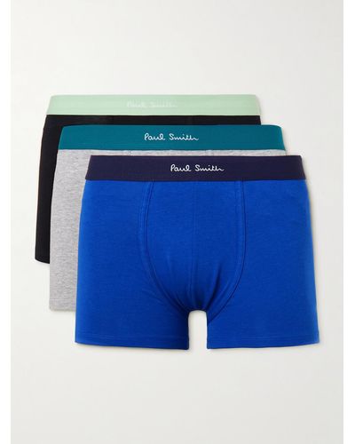 Paul Smith Three-pack Stretch Organic Cotton-jersey Boxer Briefs - Blue