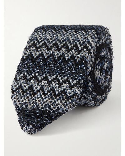 Missoni Krawatte aus einer Woll-Seidenmischung in Häkelstrick - Blau