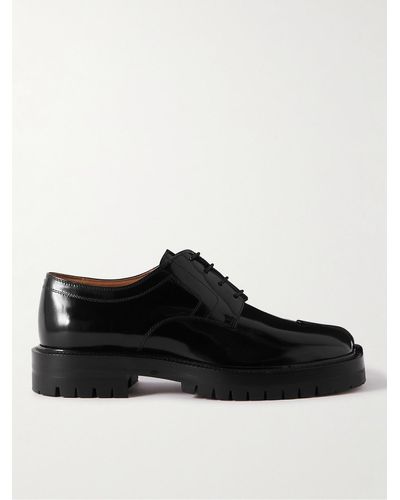Maison Margiela Tabi Split-toe Polished-leather Derby Shoes - Black