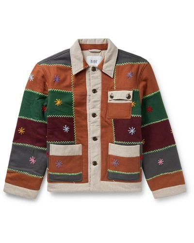 Bode Embroidered Patchwork Wool-blend Jacket