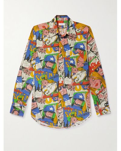 ERL Cutaway-collar Printed Cotton Shirt - Multicolour