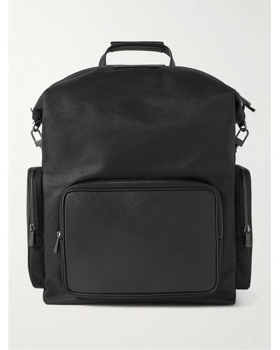 Serapian Evoluzione Full-grain Leather-trimmed Twill Backpack - Black