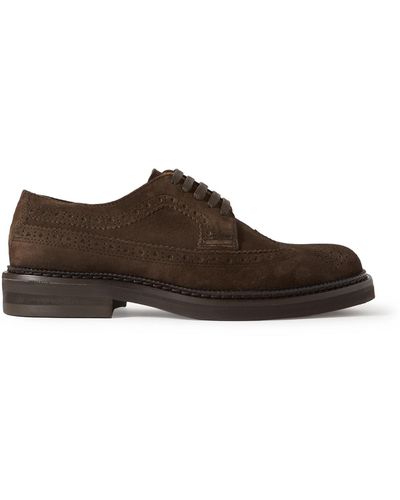 MR P. Jacques Eton Regenerated Suede By Evolo® Brogues - Brown