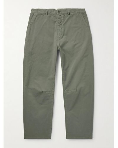 Nili Lotan Carpenter Straight-leg Cotton-blend Twill Trousers - Green