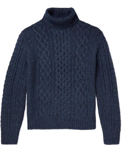 Alex Mill Recycled Cable-knit Rollneck Sweater - Blue