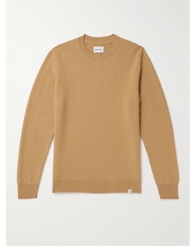 Norse Projects Pullover slim-fit in lana spazzolata Sigfred - Neutro