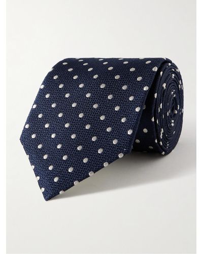 Favourbrook Pickwick Krawatte aus Seiden-Jacquard mit Punkten - Blau