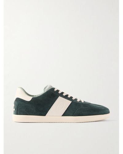 Tod's Tabs Leather-trimmed Suede Trainers - Green