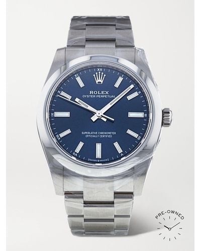 Rolex Pre-owned 2021 Oyster Perpetual Automatic 34mm Oystersteel Watch - Blue