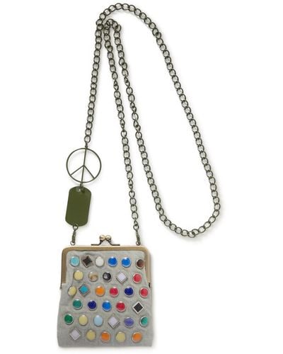 Kapital Embellished Denim Pouch With Metal Chain - Blue