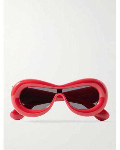 Loewe Sonnenbrille mit rundem Rahmen aus Azetat - Rot