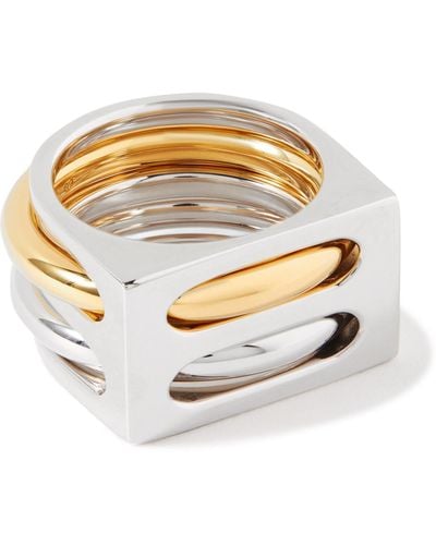 Tom Wood Double Cage Gold And Silver Ring - White