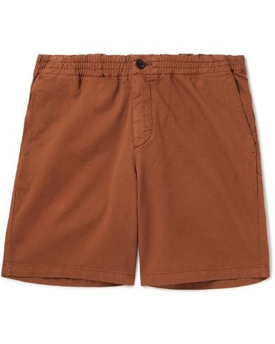 MR P. Straight-leg Garment-dyed Organic Cotton-blend Twill Shorts - Brown
