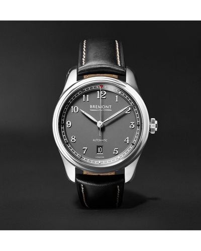 Bremont Airco Mach 2 Anthracite Automatic 40mm Stainless Steel And Leather Watch - Gray