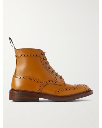 Tricker's Stow Leather Brogue Boots - Brown