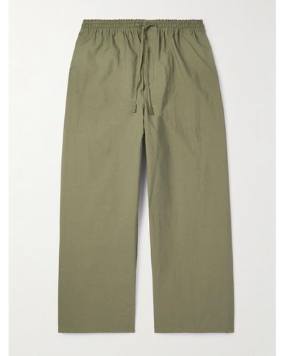 Loewe Paula's Ibiza Straight-leg Cropped Cotton-blend Drawstring Trousers - Green