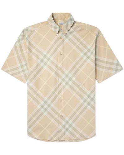 Burberry Button-down Collar Logo-embroidered Checked Cotton-twill Shirt - White