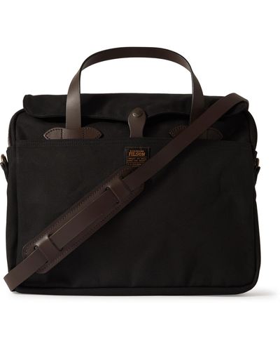Filson Twill And Leather Briefcase - Black