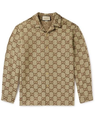 Gucci Logo-jacquard Cotton-blend Overshirt - Brown