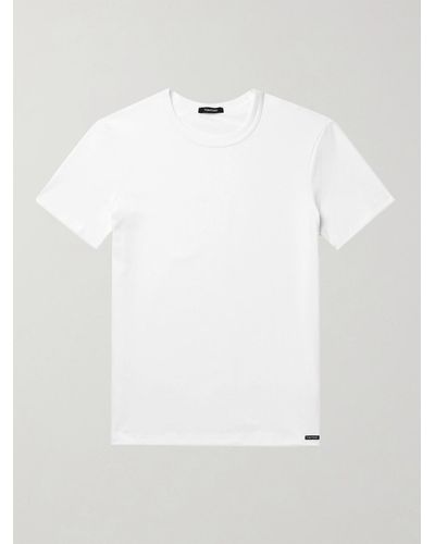 Tom Ford Schmal geschnittenes T-Shirt aus Stretch-Baumwoll-Jersey - Weiß