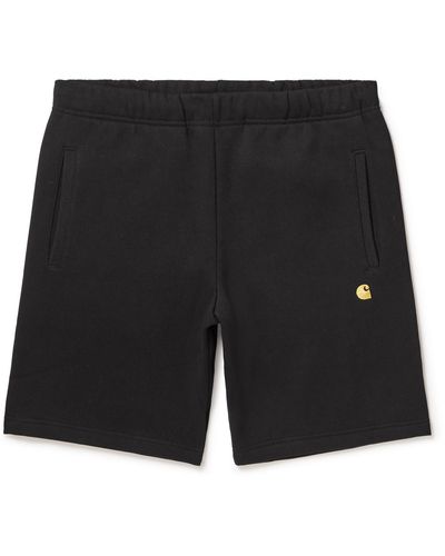 Carhartt Chase Straight-leg Logo-embroidered Cotton-blend Jersey Shorts - Black