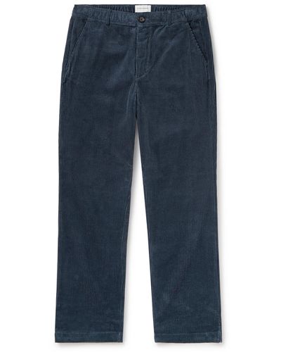 Oliver Spencer Hudson Straight-leg Cotton-corduroy Drawstring Pants - Blue