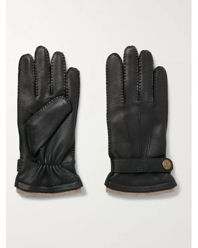 Dents Gloucester Cashmere-lined Leather Gloves - Black