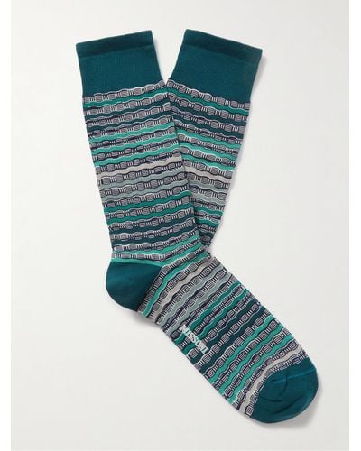 Missoni Socken aus einer Baumwollmischung in Häkelstrick - Blau