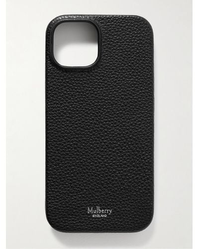 Mulberry Full-grain Leather Iphone 15 Case - Black